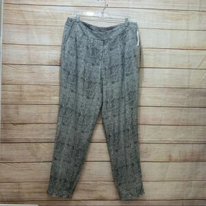 Kenar Women's Size Large Black White Check Print Rayon Pants Slim Straight Leg